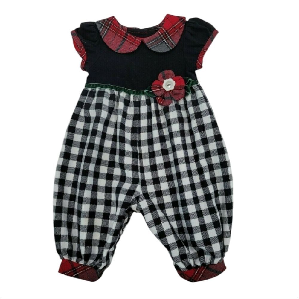 Holiday plaid romper